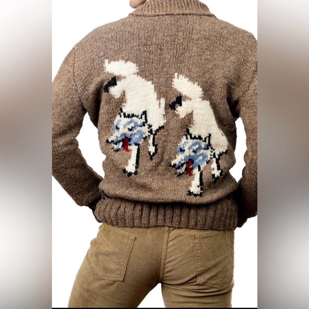 Mary maxim design Cowichan sweater wolfs vintage style handmade - Picture 2 of 11